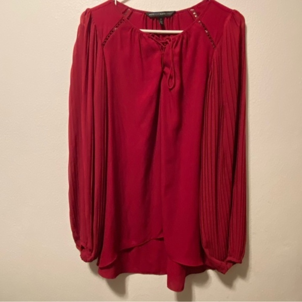 White House Black Market Blouse Top Women’s Size 12 Red Balloons Sleeve